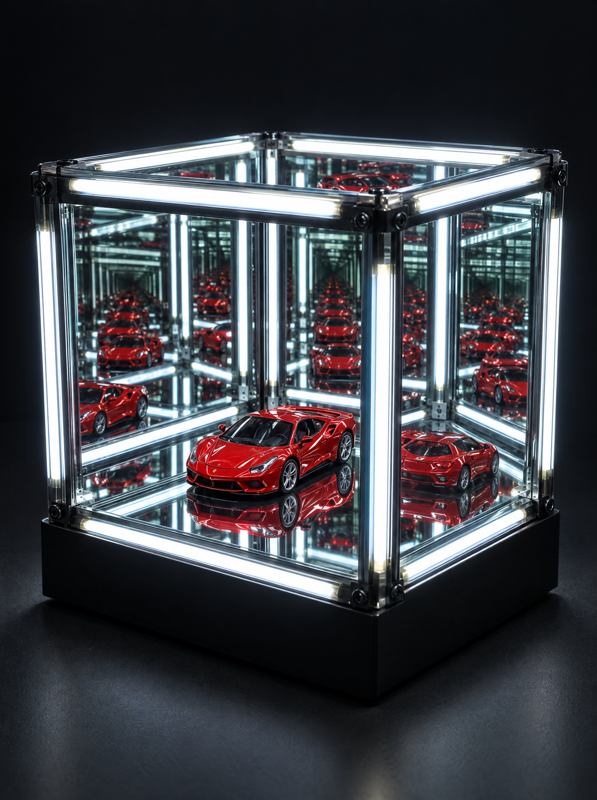 4D Infinity Cube Lamp in white showing the infinite tunnel effect